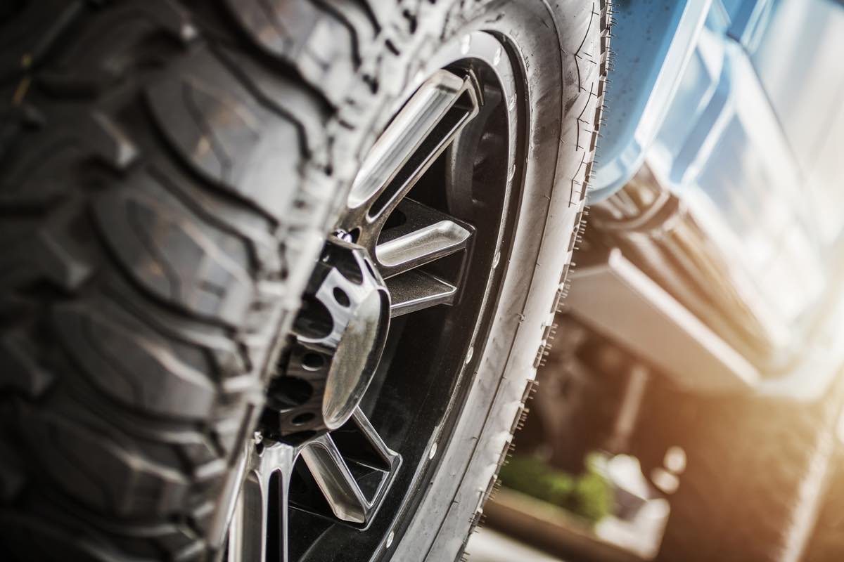 Performance Off Roading Theme. Deep Tread of Off Road Tires to Provide More Traction on Unpaved Surfaces.